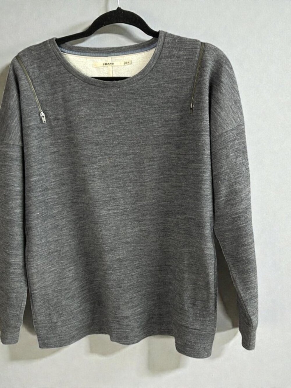 J. Brand Gray Wool Blend Zipper Shoulder Sweater Sweatshirt Size Medium